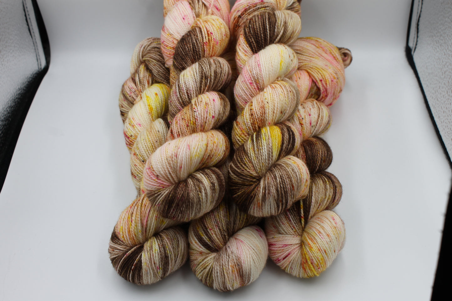 Hot Chocolate And All The Trimmings  Sock Skein 75% Superwash Merino 20% Nylon 5% Silver Stellina