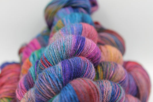 Fairy Prism Sock Skein 70% Superwash Merino 20% Yak 10% Nylon 100g