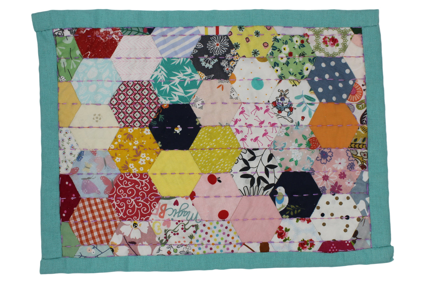 EPP Mini Quilt Kit with 56 Fabric and Paper Pieces - Attic Spin Dye