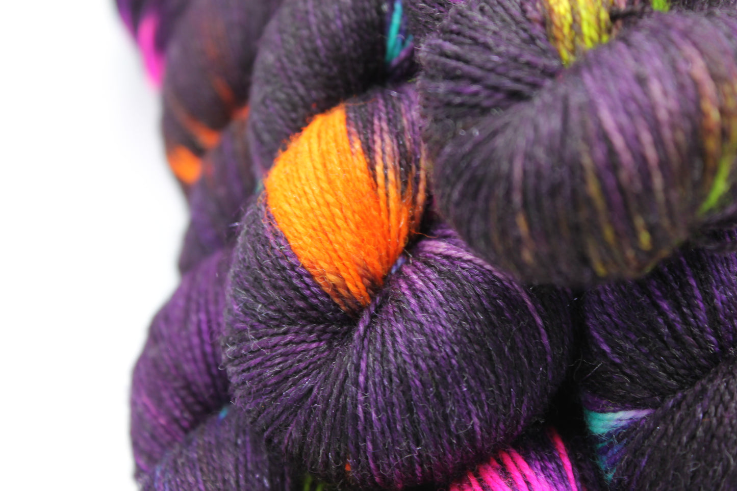 Blackpool Illuminations Sock Yarn Skein with 75% Superwash Merino, 20% Nylon, and 5% Silver Stellina