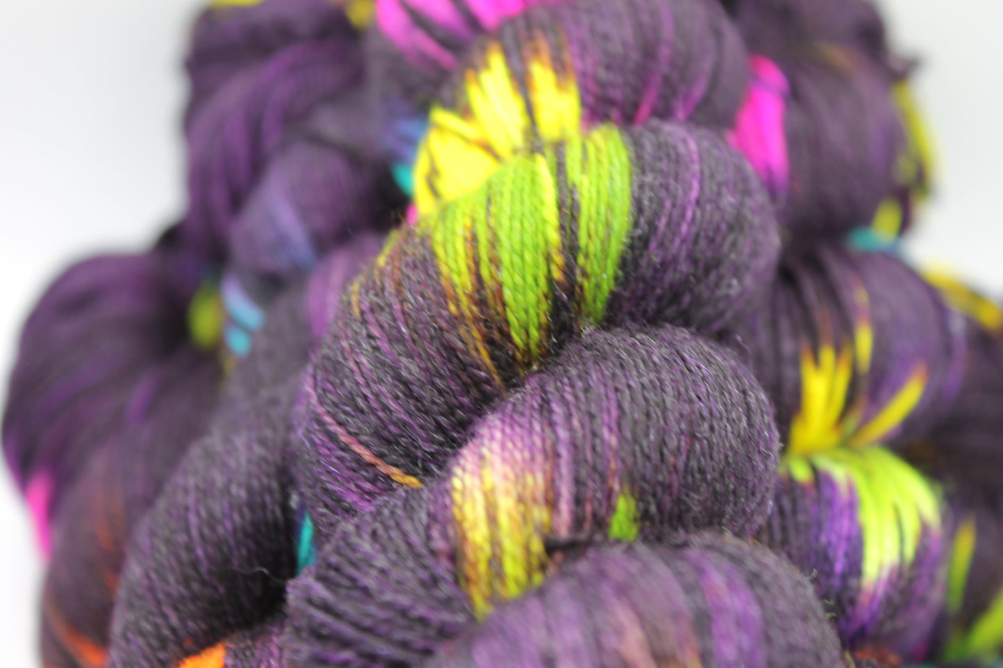 Blackpool Illuminations Sock Yarn Skein with 75% Superwash Merino, 20% Nylon, and 5% Silver Stellina