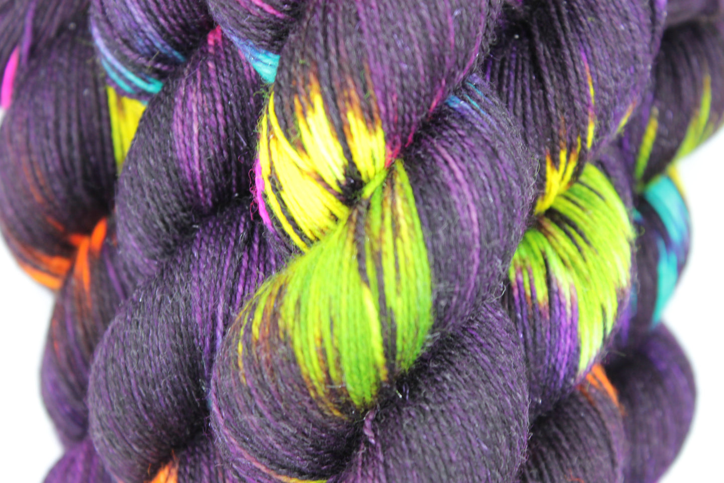 Blackpool Illuminations Sock Yarn Skein with 75% Superwash Merino, 20% Nylon, and 5% Silver Stellina