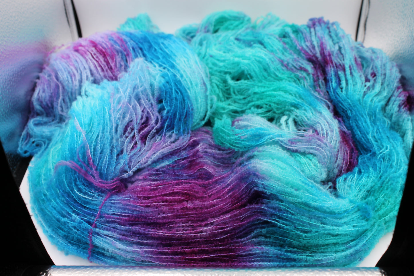 Vibrant Iris 80% Superfine Merino Wool Boucle Yarn - 20% Nylon Lace Weight 100g Skein