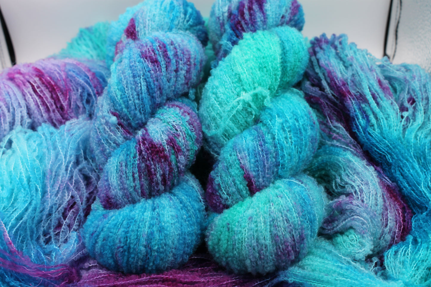 Vibrant Iris 80% Superfine Merino Wool Boucle Yarn - 20% Nylon Lace Weight 100g Skein