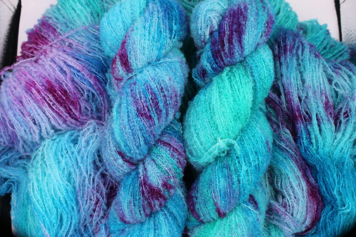 Vibrant Iris 80% Superfine Merino Wool Boucle Yarn - 20% Nylon Lace Weight 100g Skein