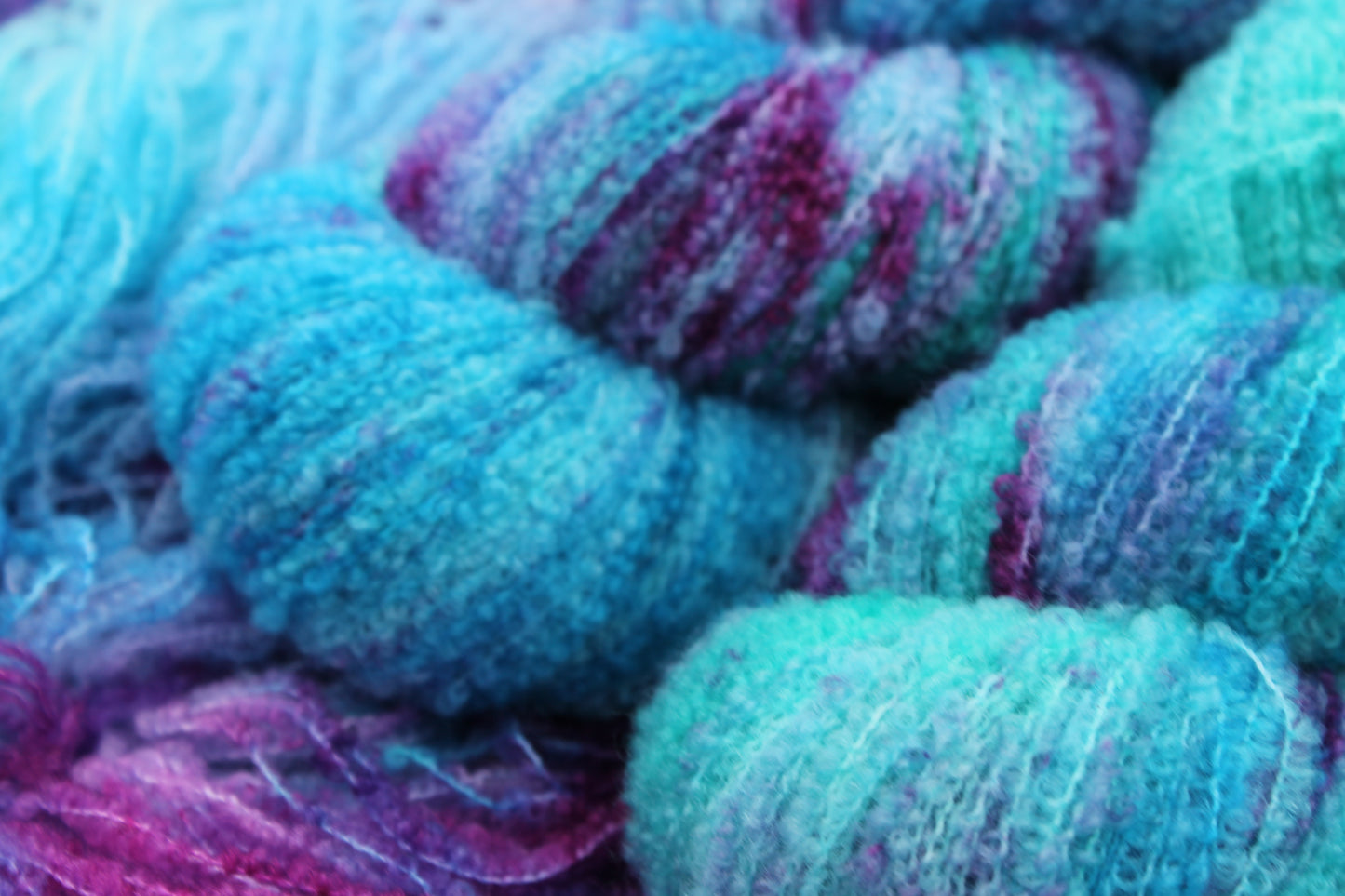 Vibrant Iris 80% Superfine Merino Wool Boucle Yarn - 20% Nylon Lace Weight 100g Skein