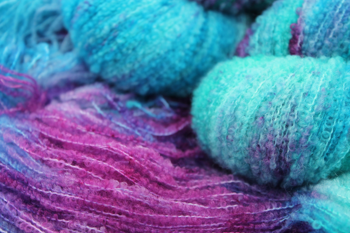 Vibrant Iris 80% Superfine Merino Wool Boucle Yarn - 20% Nylon Lace Weight 100g Skein