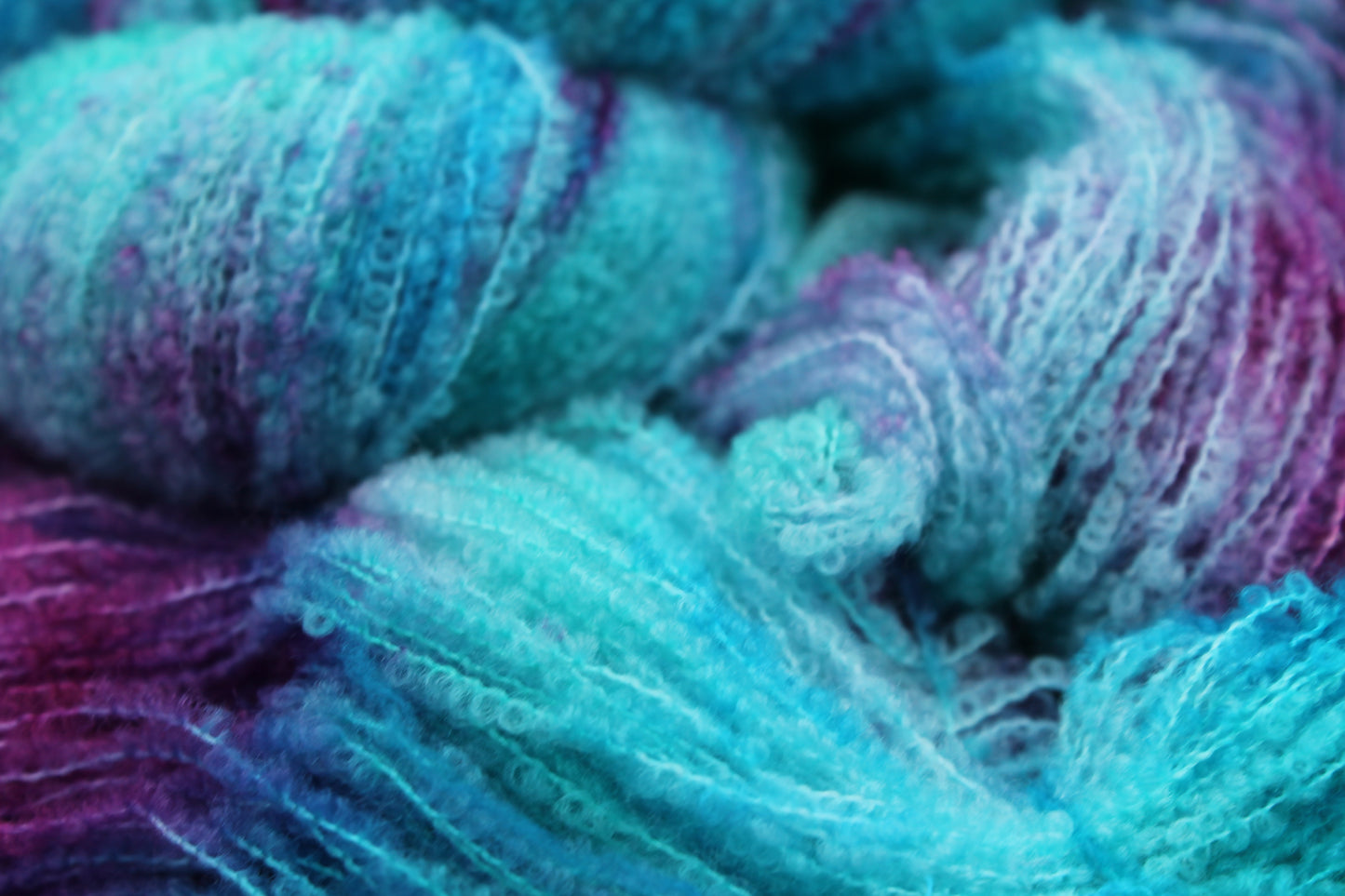 Vibrant Iris 80% Superfine Merino Wool Boucle Yarn - 20% Nylon Lace Weight 100g Skein