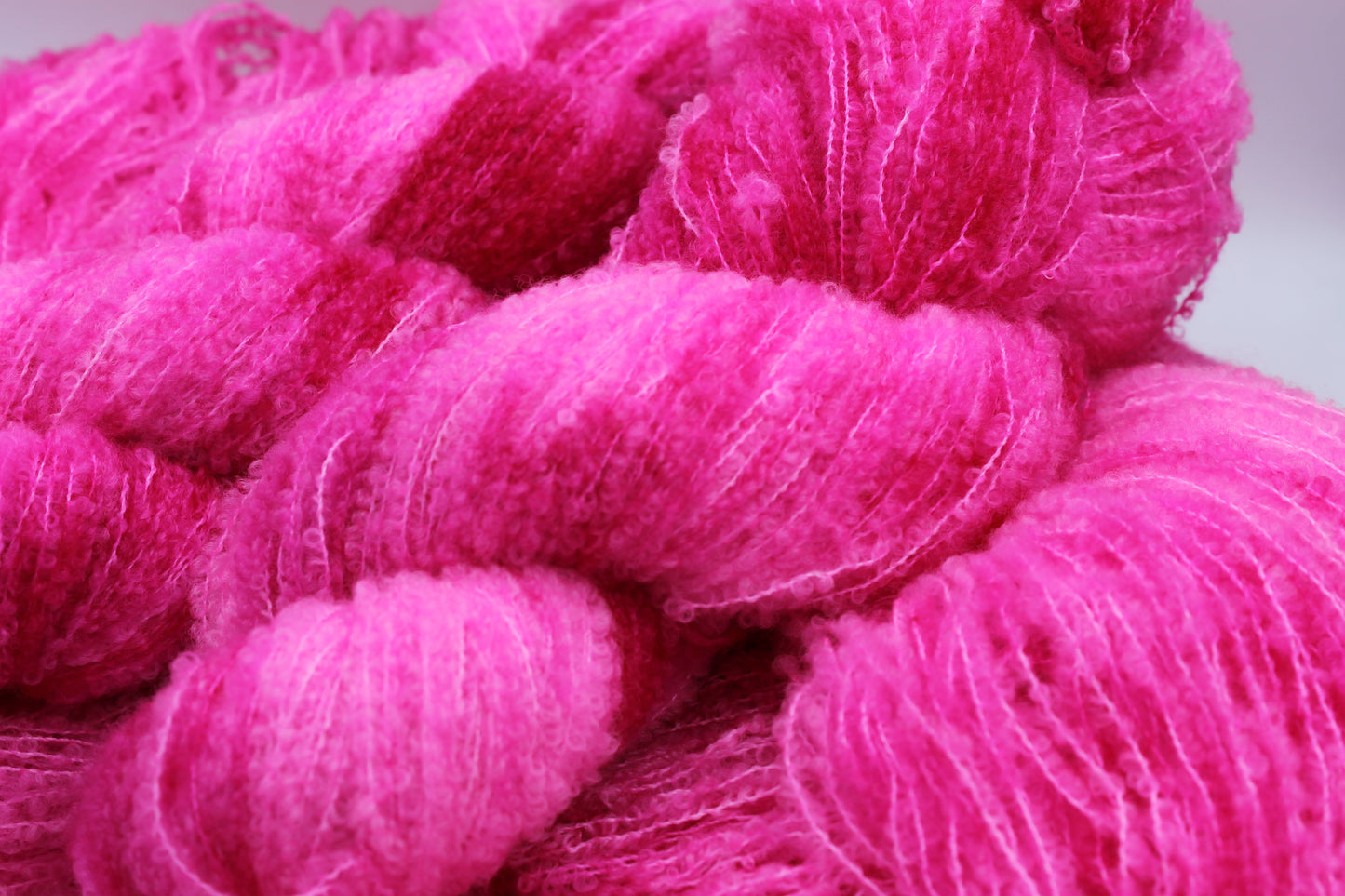 Dragonfruit Loop 80% Superfine Merino Wool Boucle Yarn - 20% Nylon Lace Weight 100g Skein