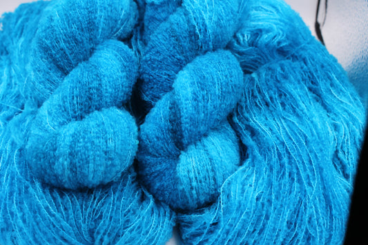 Azure Tangle 80% Superfine Merino Wool Boucle Yarn - 20% Nylon Lace Weight 100g Skein