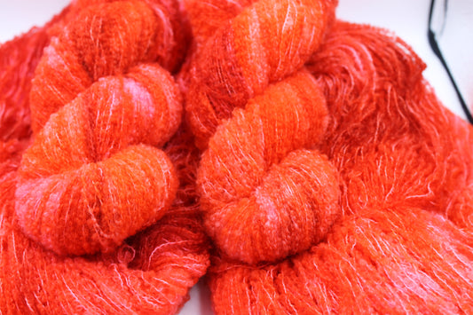 Velvet Blaze  80% Superfine Merino Wool Boucle Yarn - 20% Nylon Lace Weight 100g Skein
