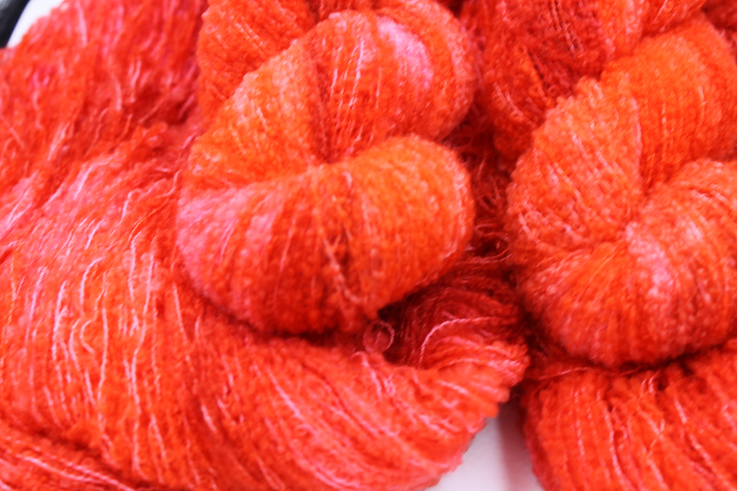 Velvet Blaze  80% Superfine Merino Wool Boucle Yarn - 20% Nylon Lace Weight 100g Skein