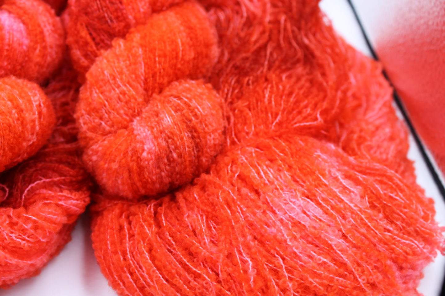 Velvet Blaze  80% Superfine Merino Wool Boucle Yarn - 20% Nylon Lace Weight 100g Skein
