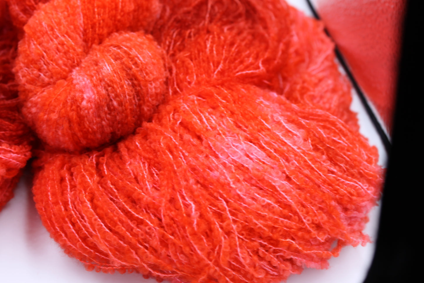 Velvet Blaze  80% Superfine Merino Wool Boucle Yarn - 20% Nylon Lace Weight 100g Skein