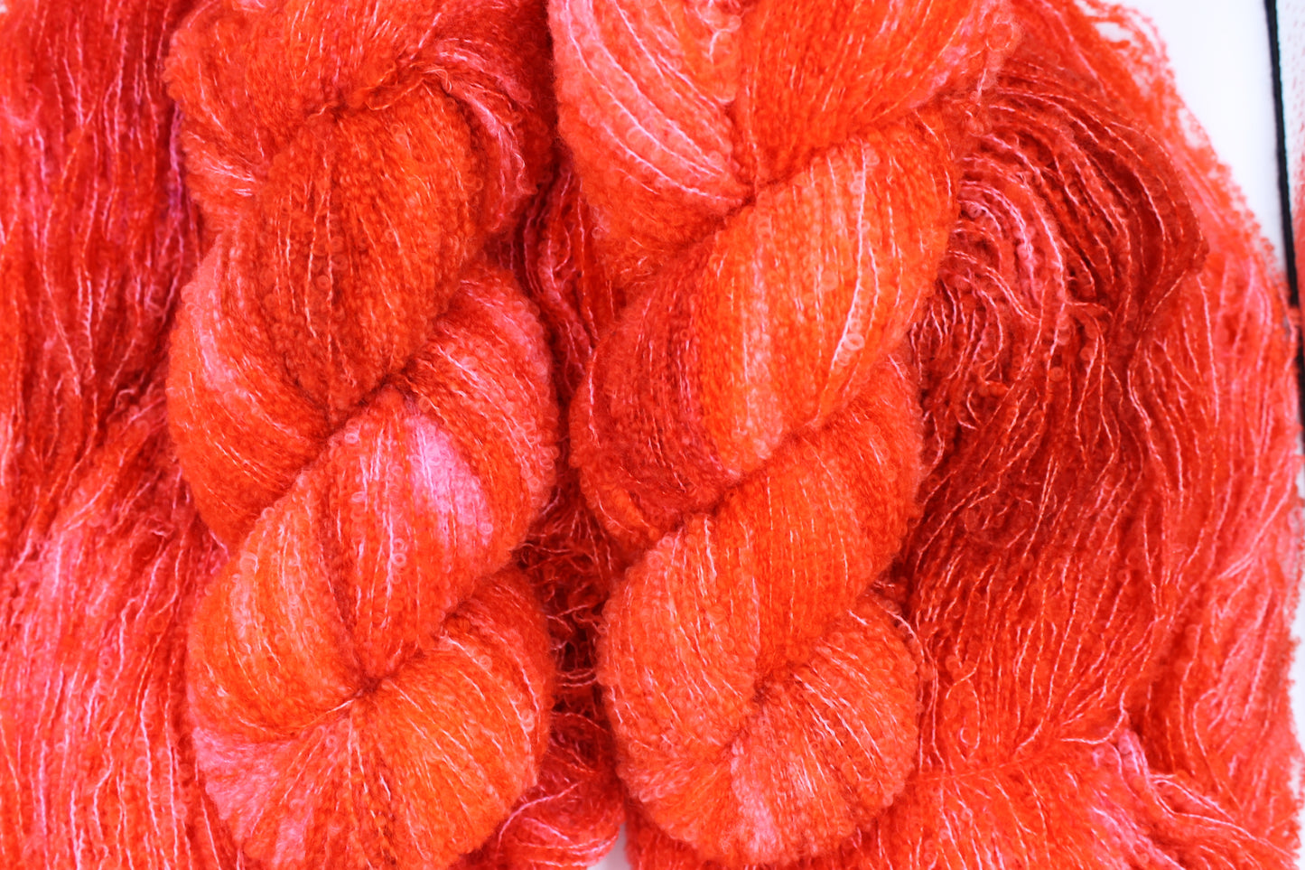 Velvet Blaze  80% Superfine Merino Wool Boucle Yarn - 20% Nylon Lace Weight 100g Skein