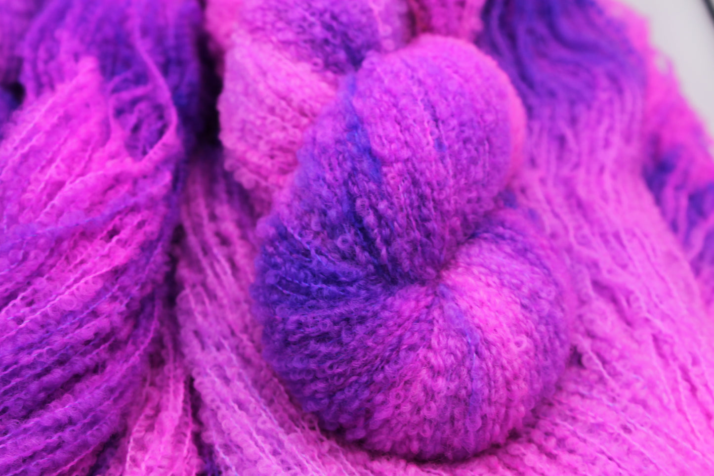 Pixie Plum  80% Superfine Merino Wool Boucle Yarn - 20% Nylon Lace Weight 100g Skein