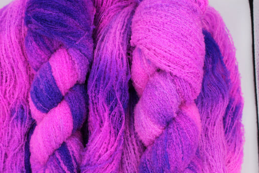 Pixie Plum  80% Superfine Merino Wool Boucle Yarn - 20% Nylon Lace Weight 100g Skein