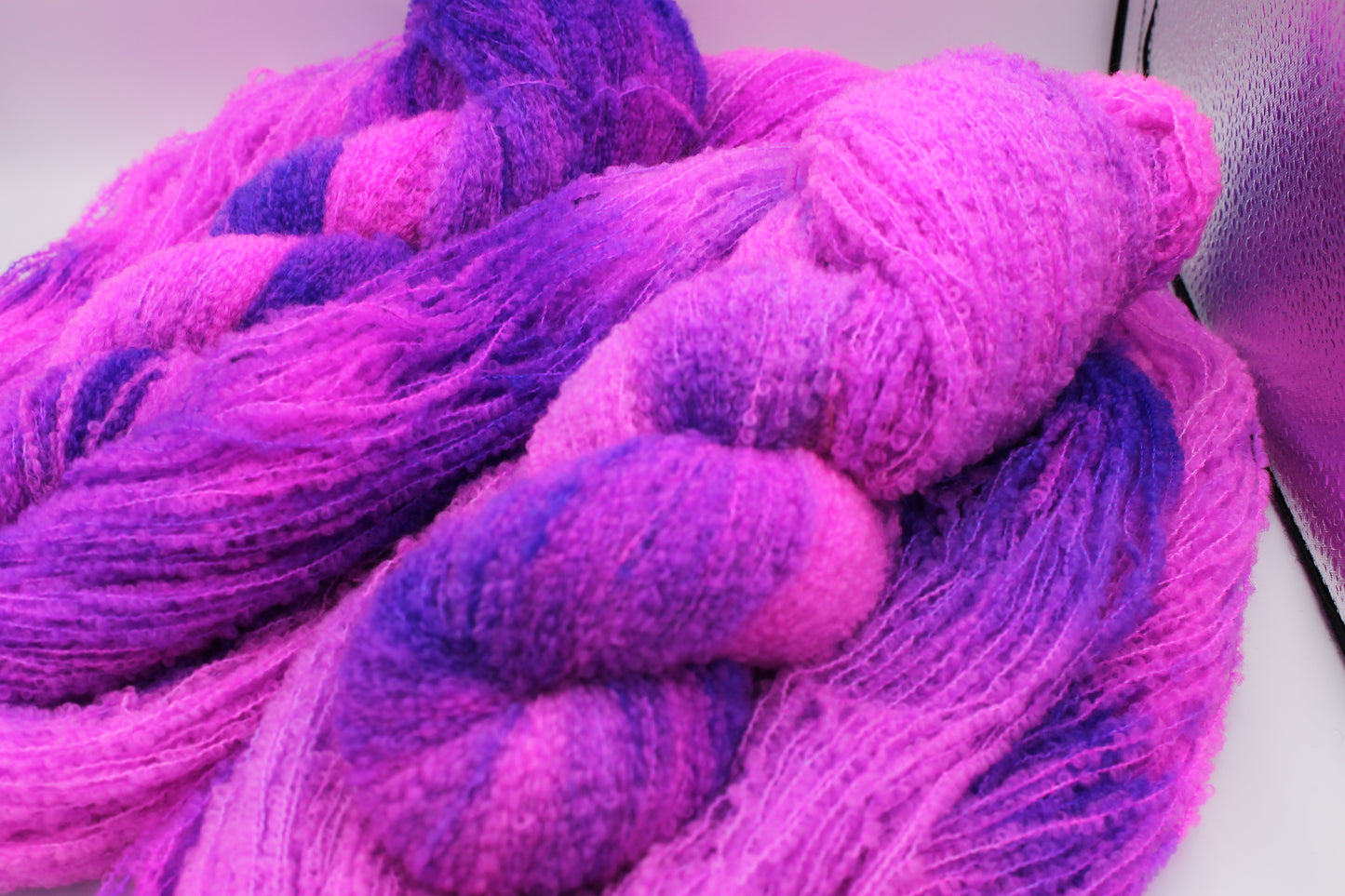 Pixie Plum  80% Superfine Merino Wool Boucle Yarn - 20% Nylon Lace Weight 100g Skein