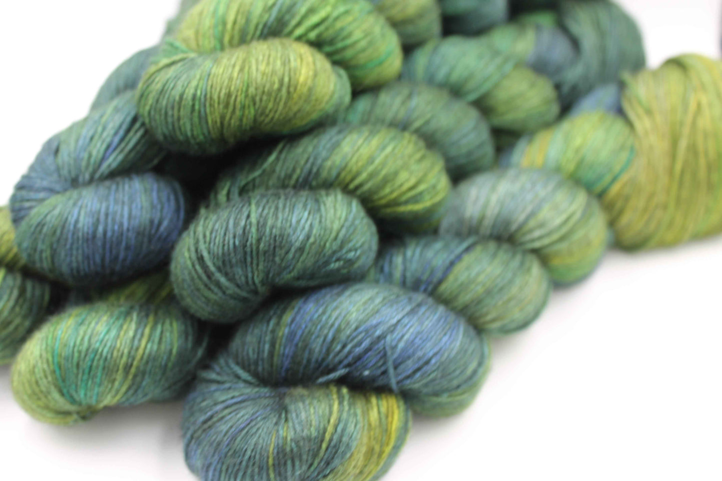 Midnight Moss Sock Yarn Skein 50% Yak 50% Silk 100g
