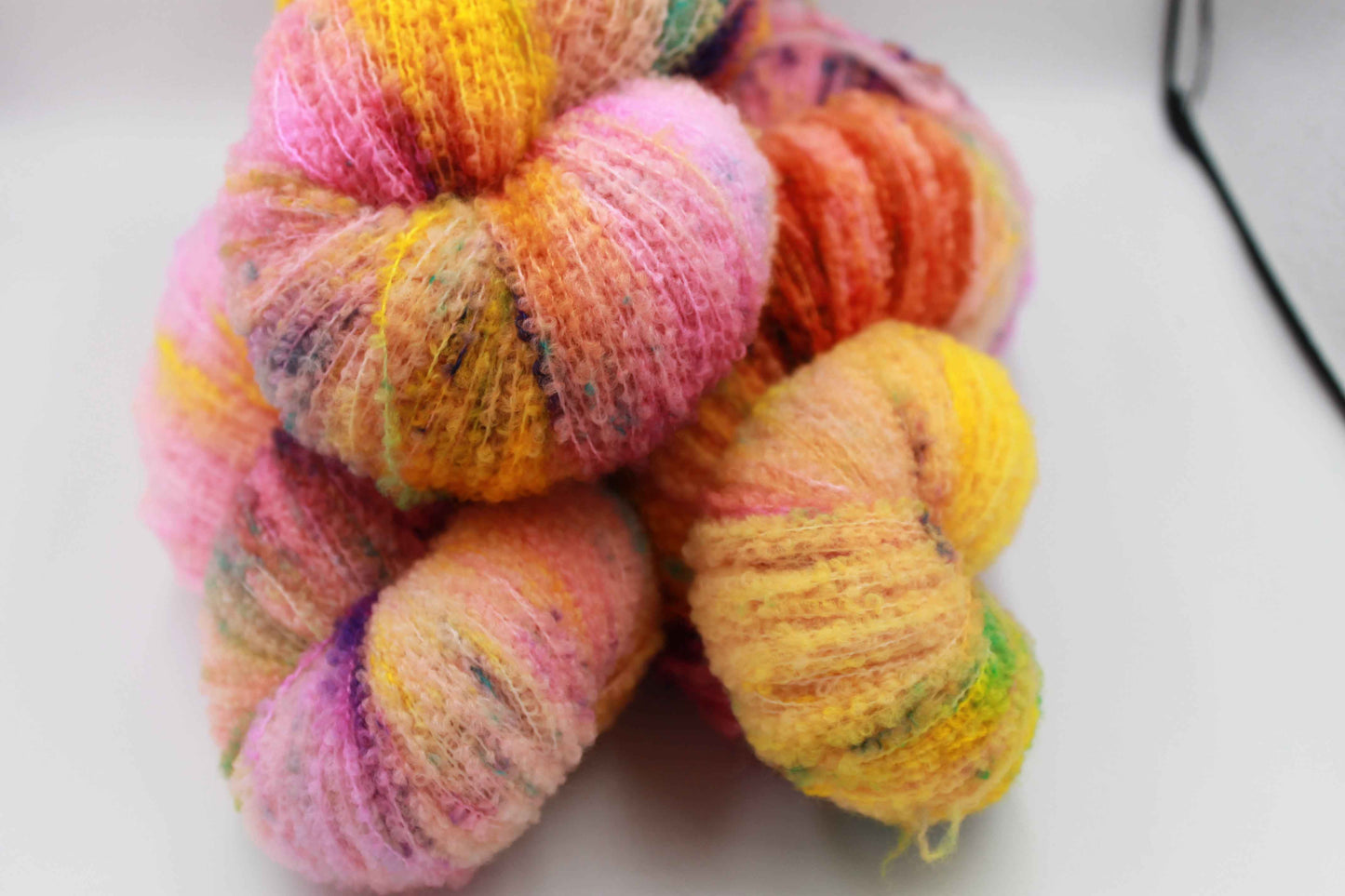 Neon Tangle  80% Superfine Merino Wool Boucle Yarn - 20% Nylon Lace Weight 100g Skein