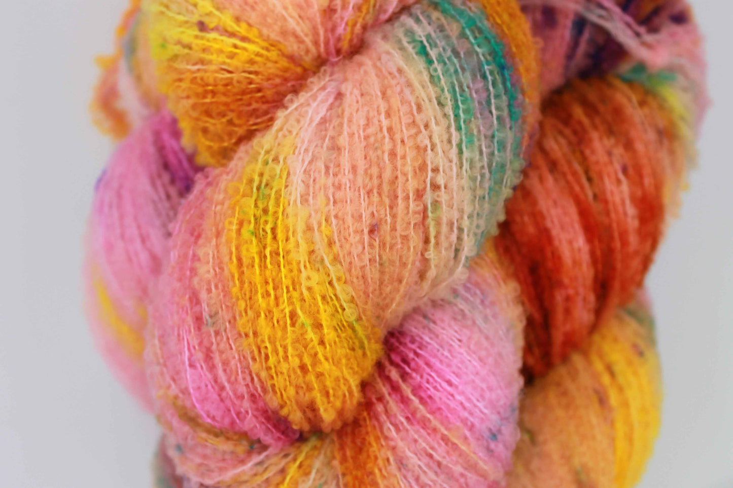 Neon Tangle  80% Superfine Merino Wool Boucle Yarn - 20% Nylon Lace Weight 100g Skein