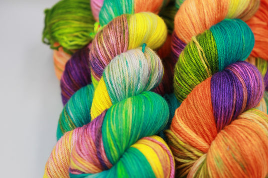 Summer of '76 Sock Yarn Skein - 50% Superwash Merino Wool, 50% Silk, 100g Skeins
