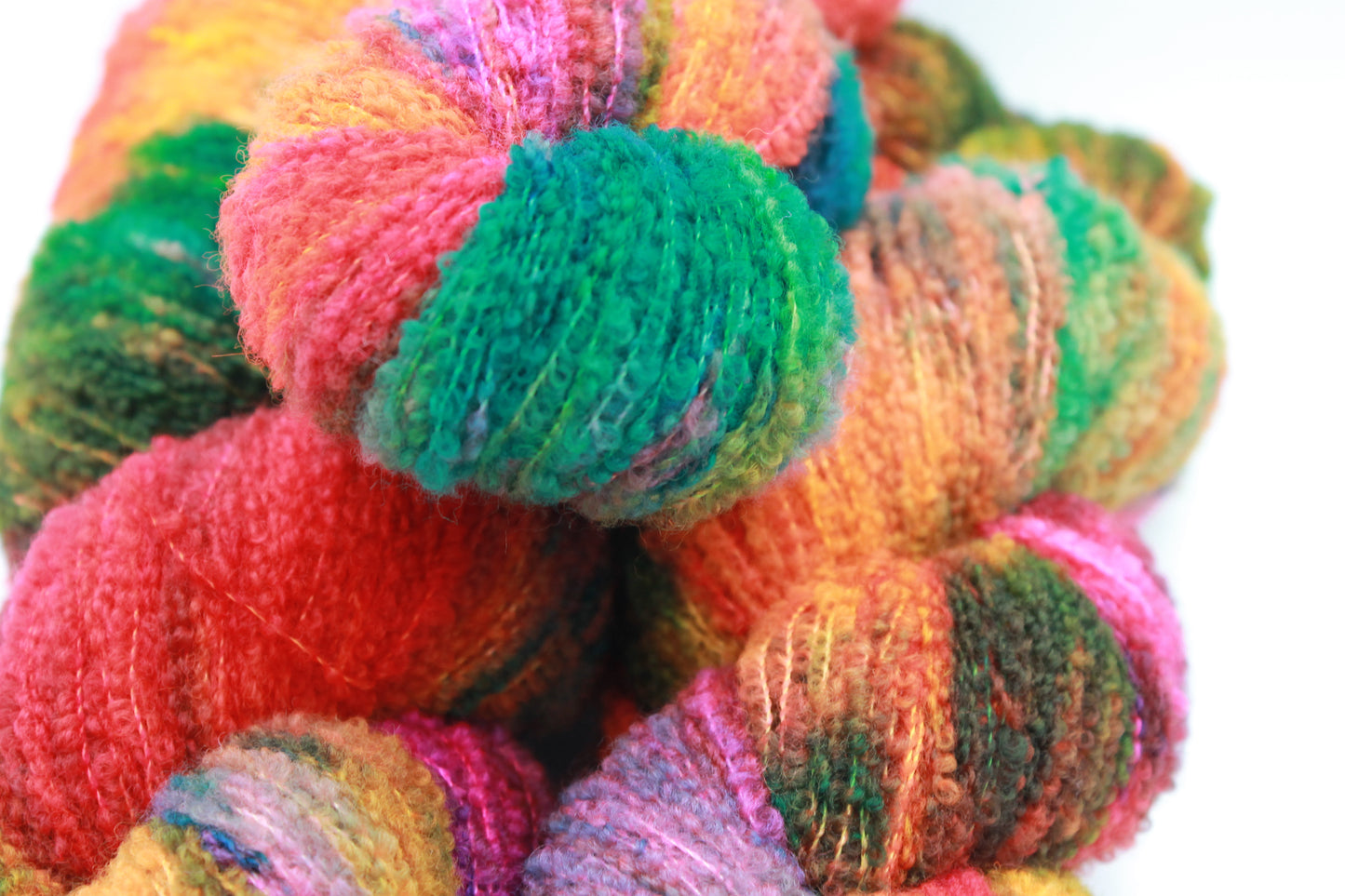 Tropical Neon 80% Superfine Merino Wool Boucle Yarn - 20% Nylon Lace Weight 100g Skein