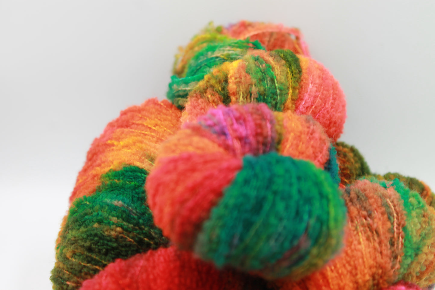 Tropical Neon 80% Superfine Merino Wool Boucle Yarn - 20% Nylon Lace Weight 100g Skein