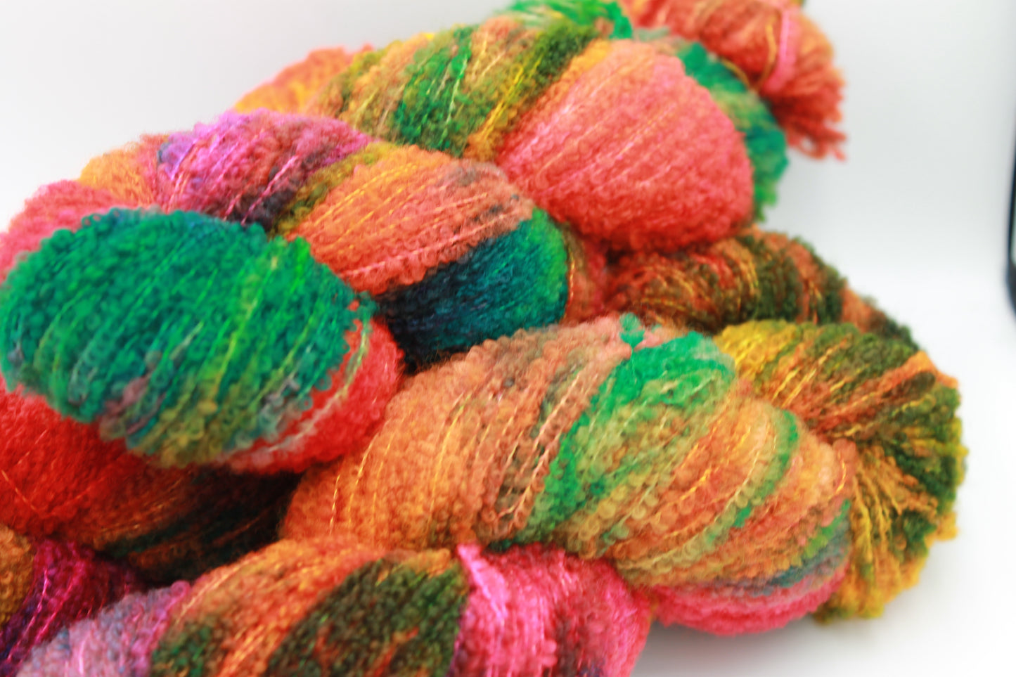Tropical Neon 80% Superfine Merino Wool Boucle Yarn - 20% Nylon Lace Weight 100g Skein