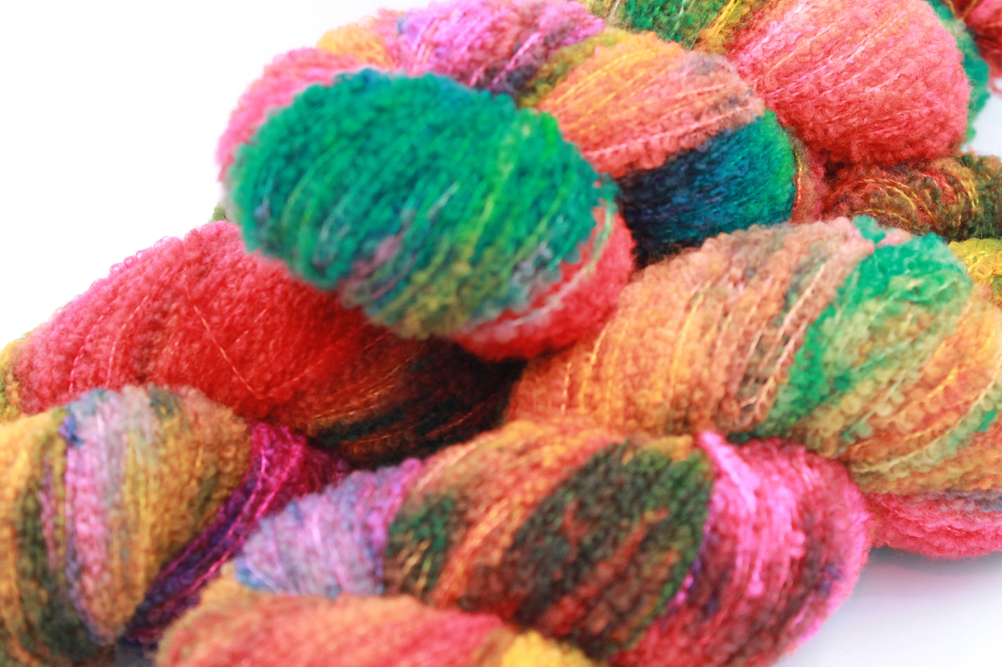Tropical Neon 80% Superfine Merino Wool Boucle Yarn - 20% Nylon Lace Weight 100g Skein