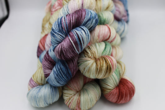 Chatsworth Medley Sock Yarn Skein - 50% Superwash Merino Wool, 50% Silk, 100g Skeins
