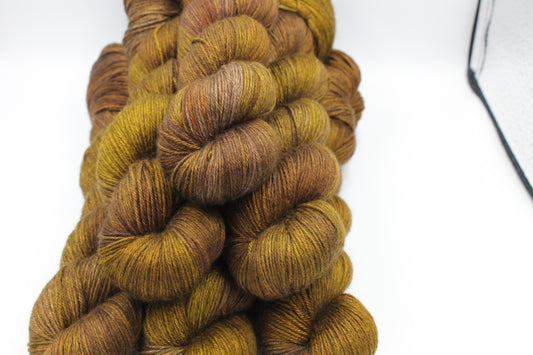 Gaslight Ochre Sock Yarn Skein 50% Yak 50% Silk 100g