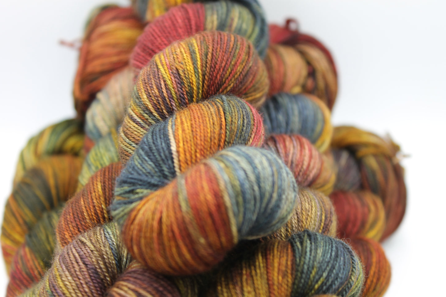 Hundred Acre Wood Hand Dyed Yarn - 60% SuperWash Merino, 20% Silk, 20% Yak Sock Skein