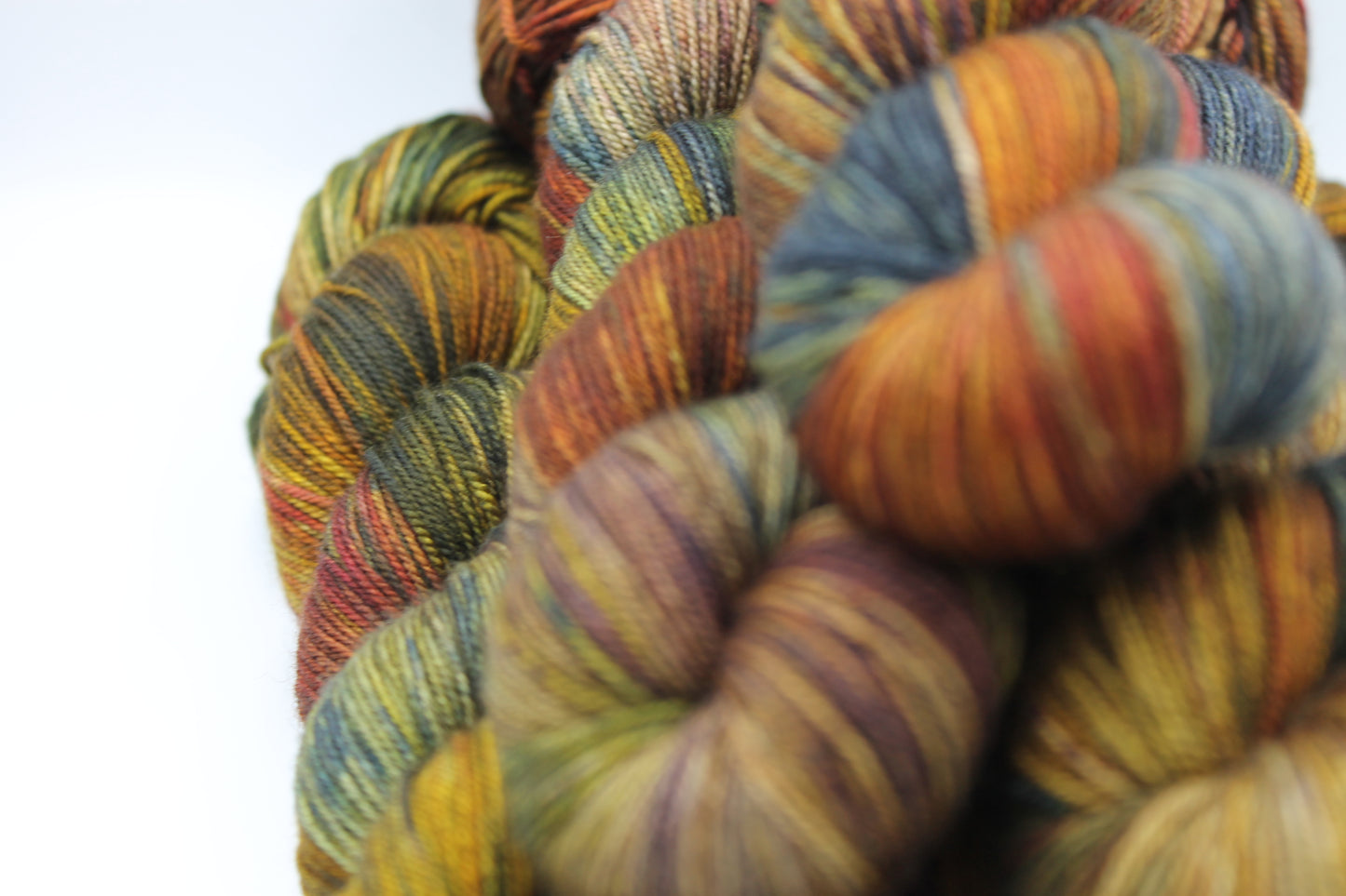 Hundred Acre Wood Hand Dyed Yarn - 60% SuperWash Merino, 20% Silk, 20% Yak Sock Skein