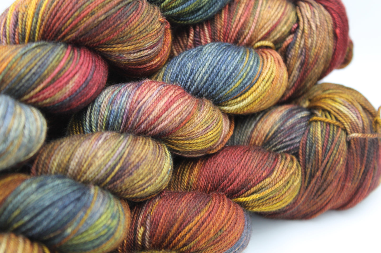 Hundred Acre Wood Hand Dyed Yarn - 60% SuperWash Merino, 20% Silk, 20% Yak Sock Skein