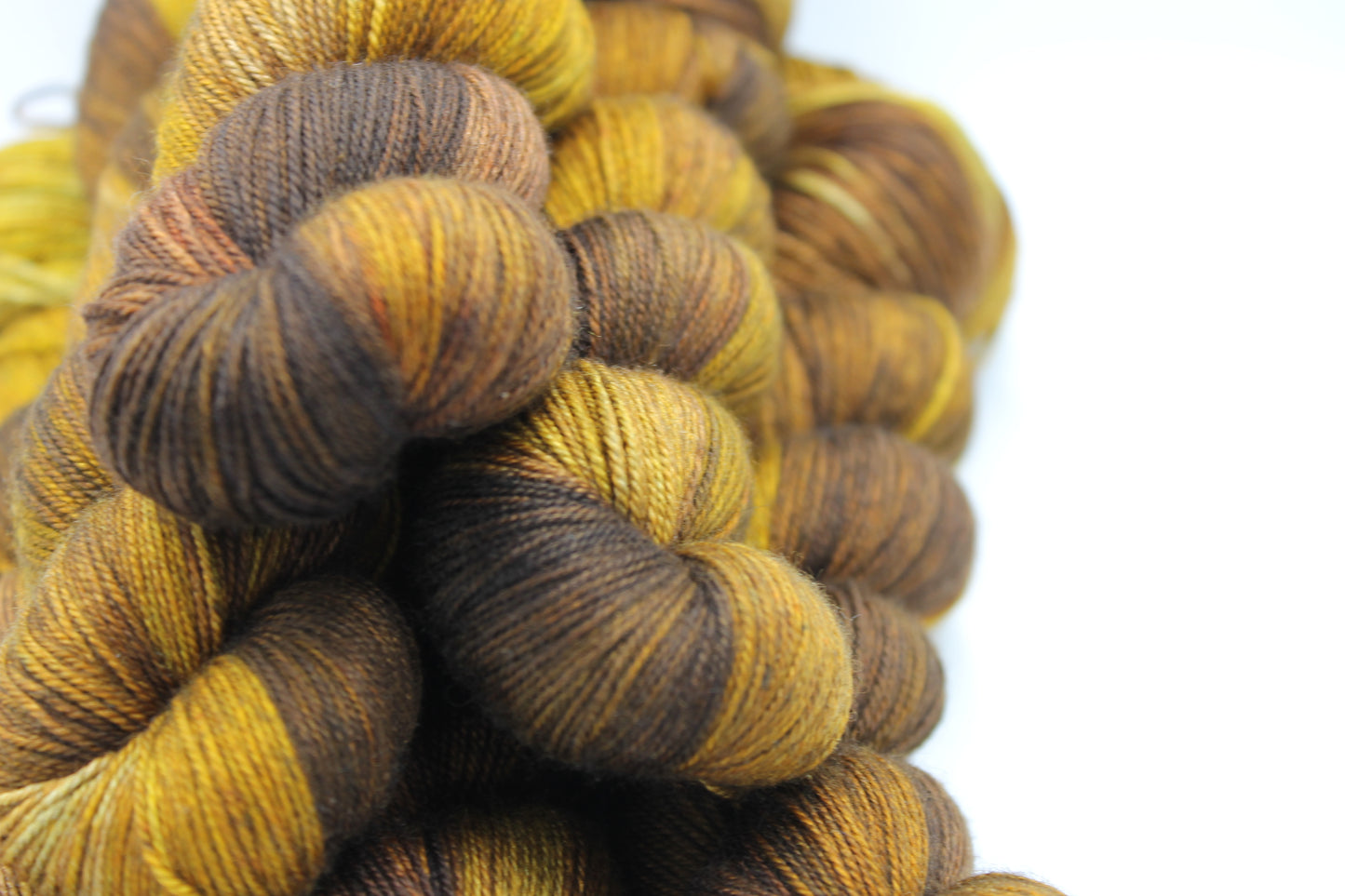 Toasted Honey Hand Dyed Yarn - 60% SuperWash Merino, 20% Silk, 20% Yak Sock Skein