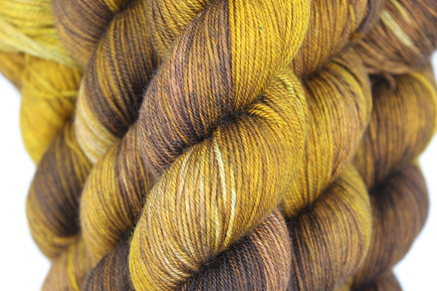 Toasted Honey Hand Dyed Yarn - 60% SuperWash Merino, 20% Silk, 20% Yak Sock Skein