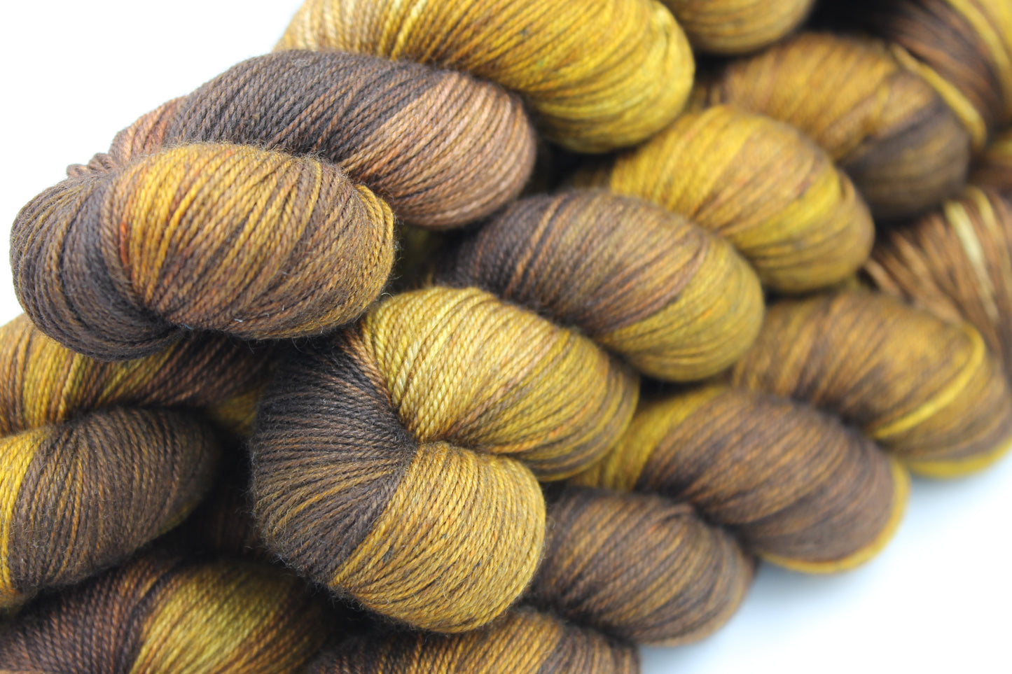 Toasted Honey Hand Dyed Yarn - 60% SuperWash Merino, 20% Silk, 20% Yak Sock Skein