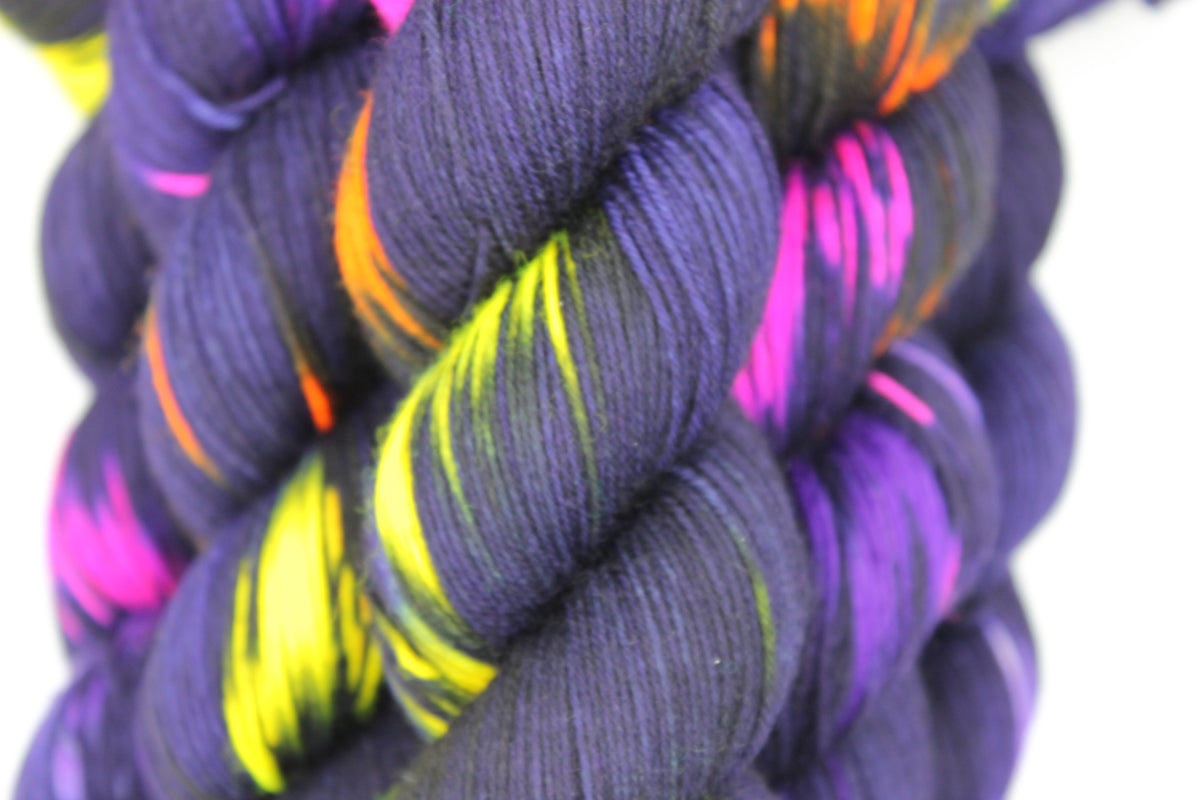 Neon Illuminations Sock Skein 100g Hand Dyed Merino Nylon Yarn 75% SuperWash Merino 25% Nylon