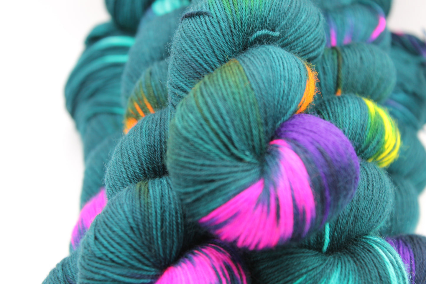 Neon Forest Sock Skein 100g Hand Dyed Merino Nylon Yarn 75% SuperWash Merino 25% Nylon