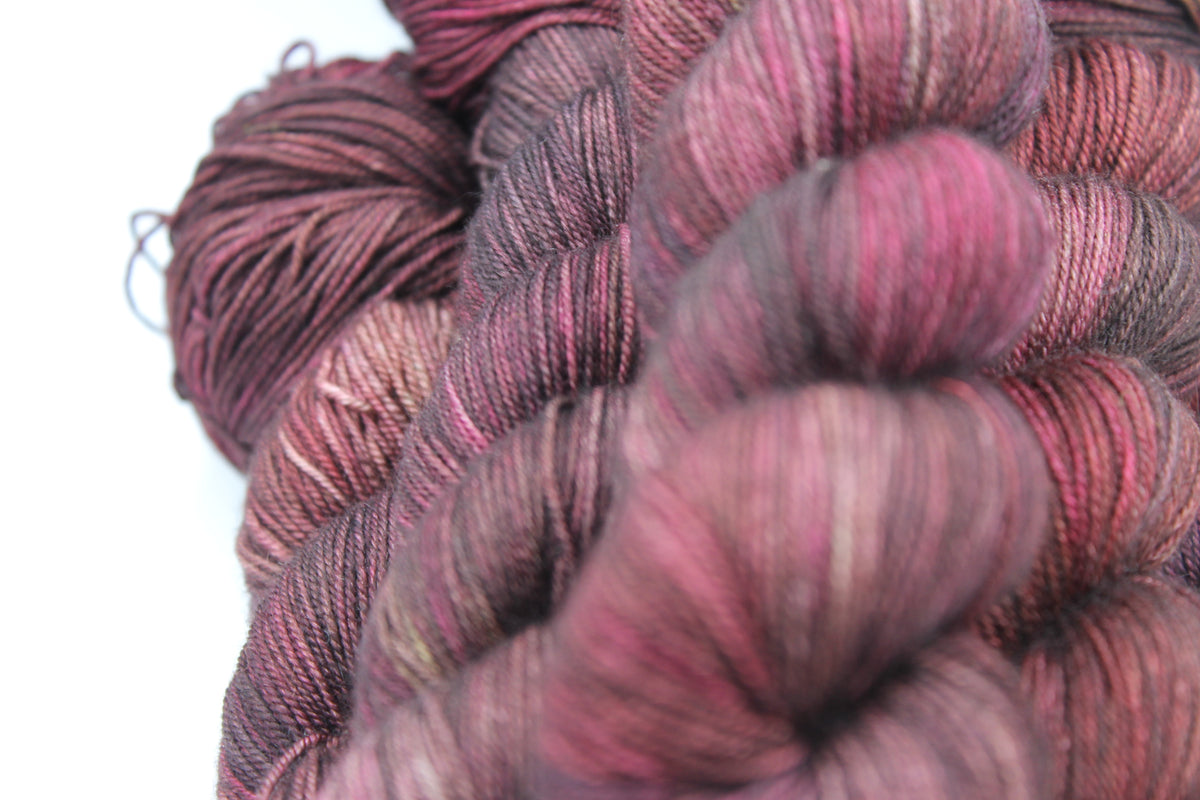 Roasted Chestnuts Hand Dyed Yarn - 60% SuperWash Merino, 20% Silk, 20% Yak Sock Skein