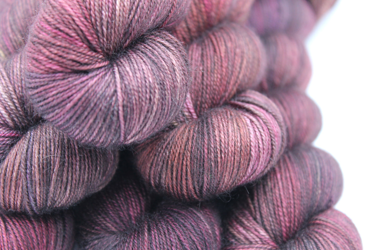 Roasted Chestnuts Hand Dyed Yarn - 60% SuperWash Merino, 20% Silk, 20% Yak Sock Skein