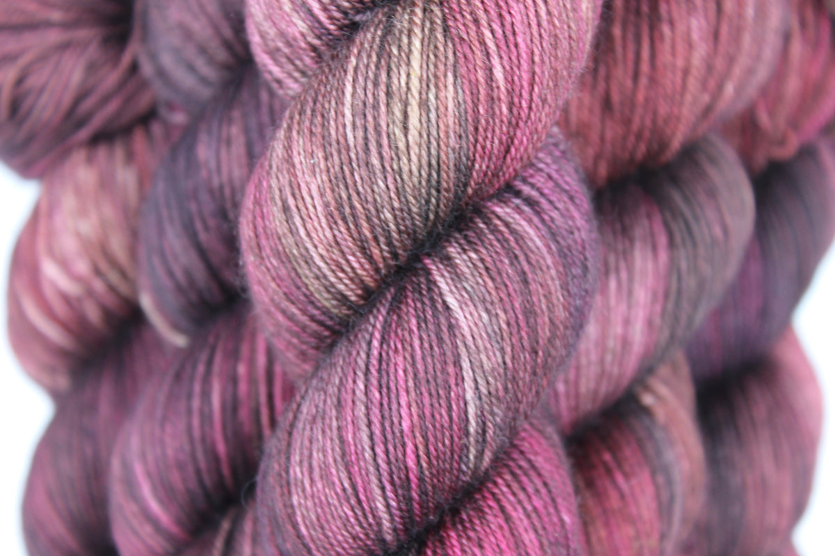 Roasted Chestnuts Hand Dyed Yarn - 60% SuperWash Merino, 20% Silk, 20% Yak Sock Skein