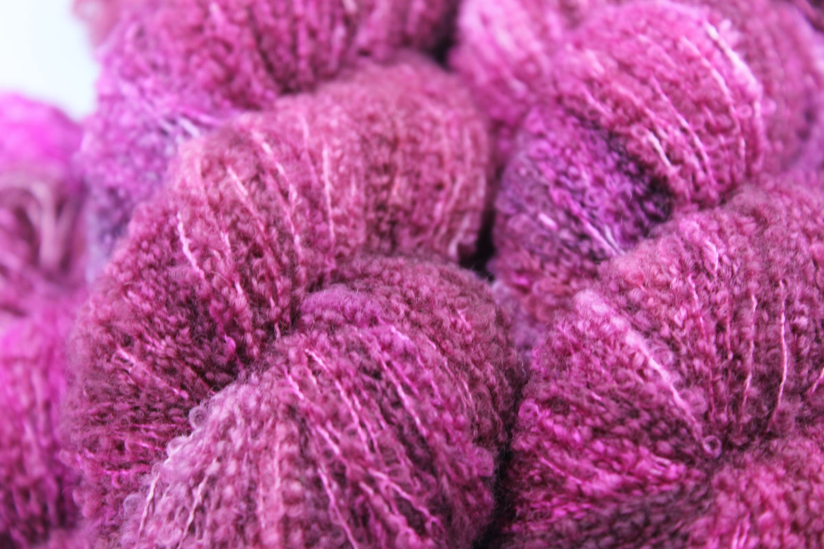 Cranberry Crush  80% Superfine Merino Wool Boucle Yarn - 20% Nylon Lace Weight 100g Skein