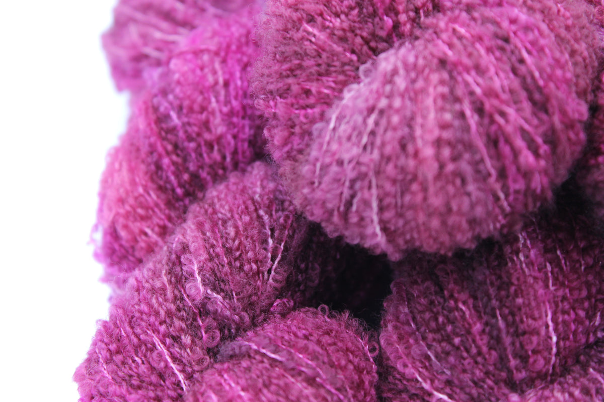 Cranberry Crush  80% Superfine Merino Wool Boucle Yarn - 20% Nylon Lace Weight 100g Skein