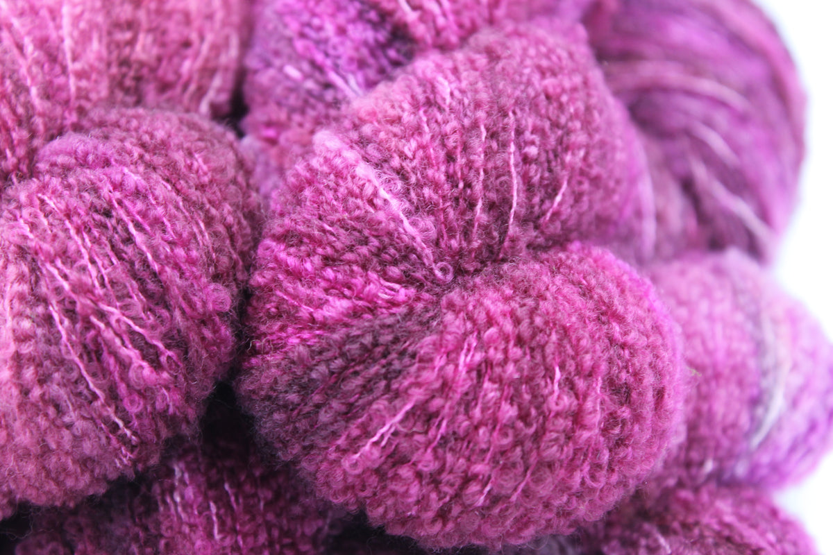 Cranberry Crush  80% Superfine Merino Wool Boucle Yarn - 20% Nylon Lace Weight 100g Skein