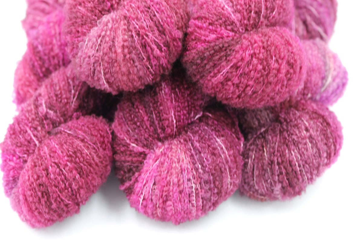Cranberry Crush  80% Superfine Merino Wool Boucle Yarn - 20% Nylon Lace Weight 100g Skein