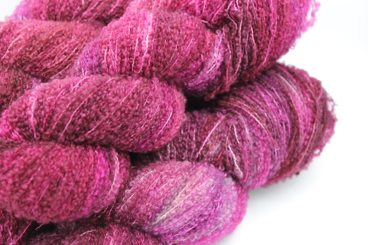 Cranberry Crush  80% Superfine Merino Wool Boucle Yarn - 20% Nylon Lace Weight 100g Skein