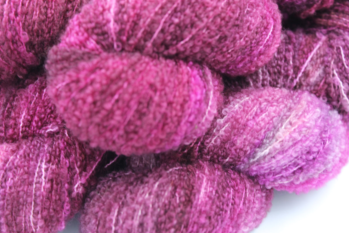 Cranberry Crush  80% Superfine Merino Wool Boucle Yarn - 20% Nylon Lace Weight 100g Skein