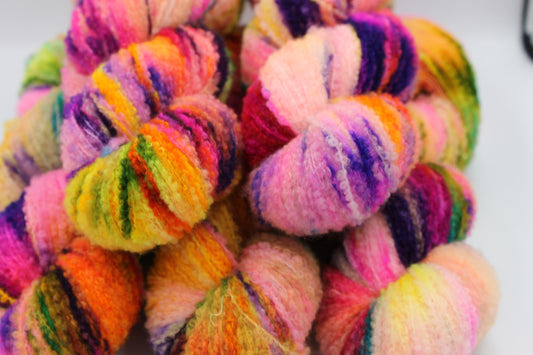Neon Tangle  80% Superfine Merino Wool Boucle Yarn - 20% Nylon Lace Weight 100g Skein